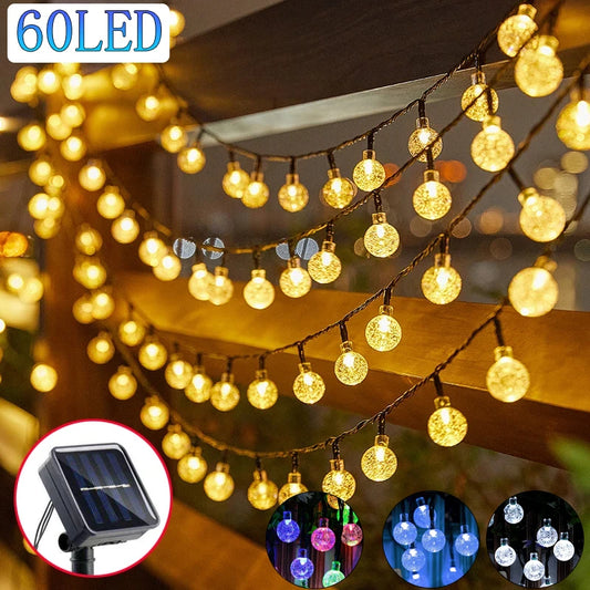 Solar Crystal Globe String Lights