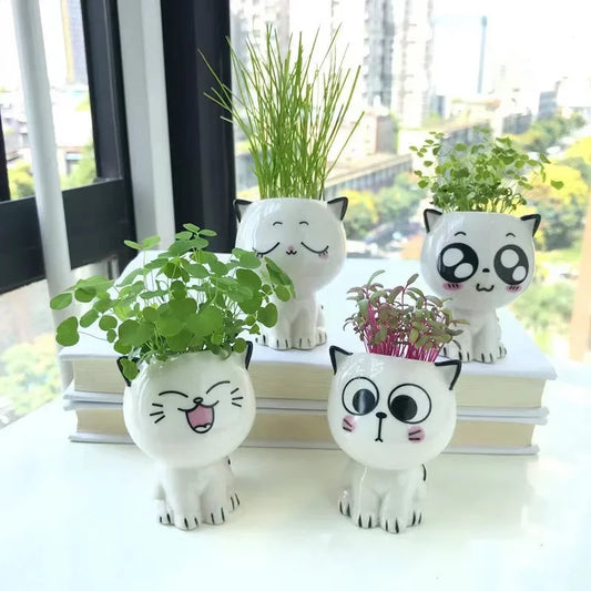 Cute Cat Ceramic Plant Pot